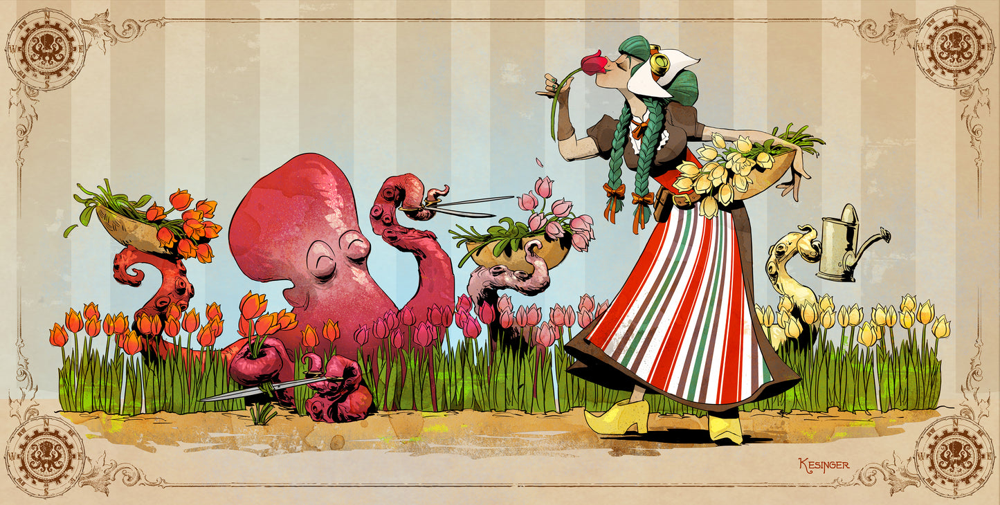 Tulips with Otto Print