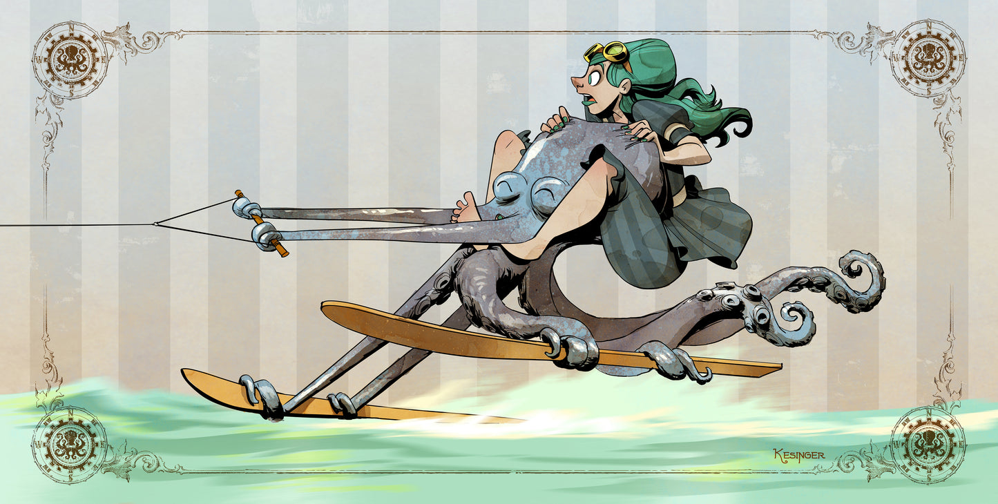 Water Skiing with Otto Print