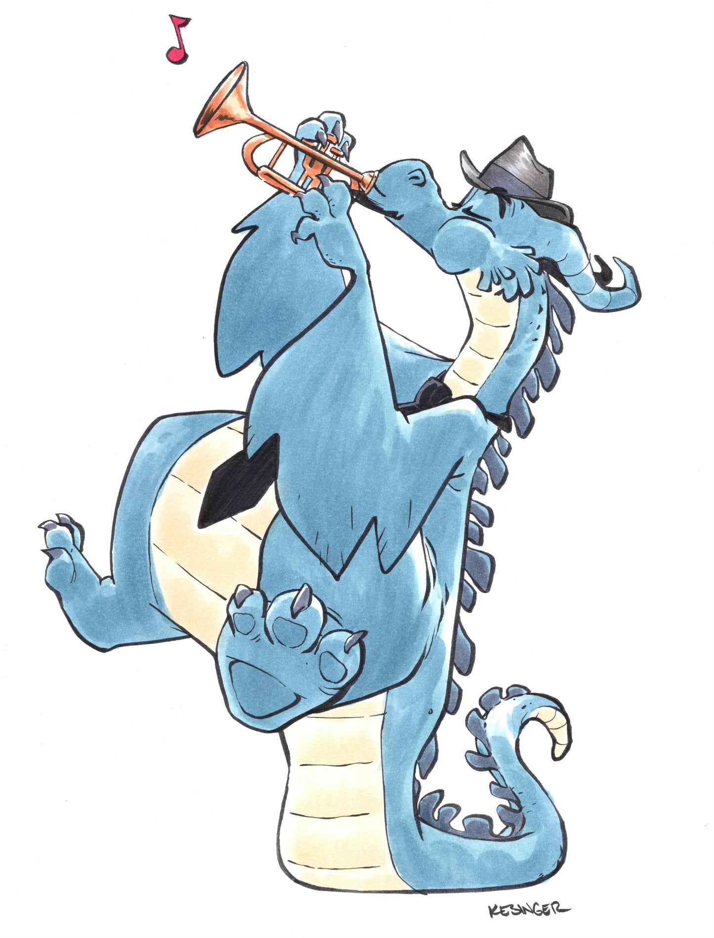 Blues Dragon Print