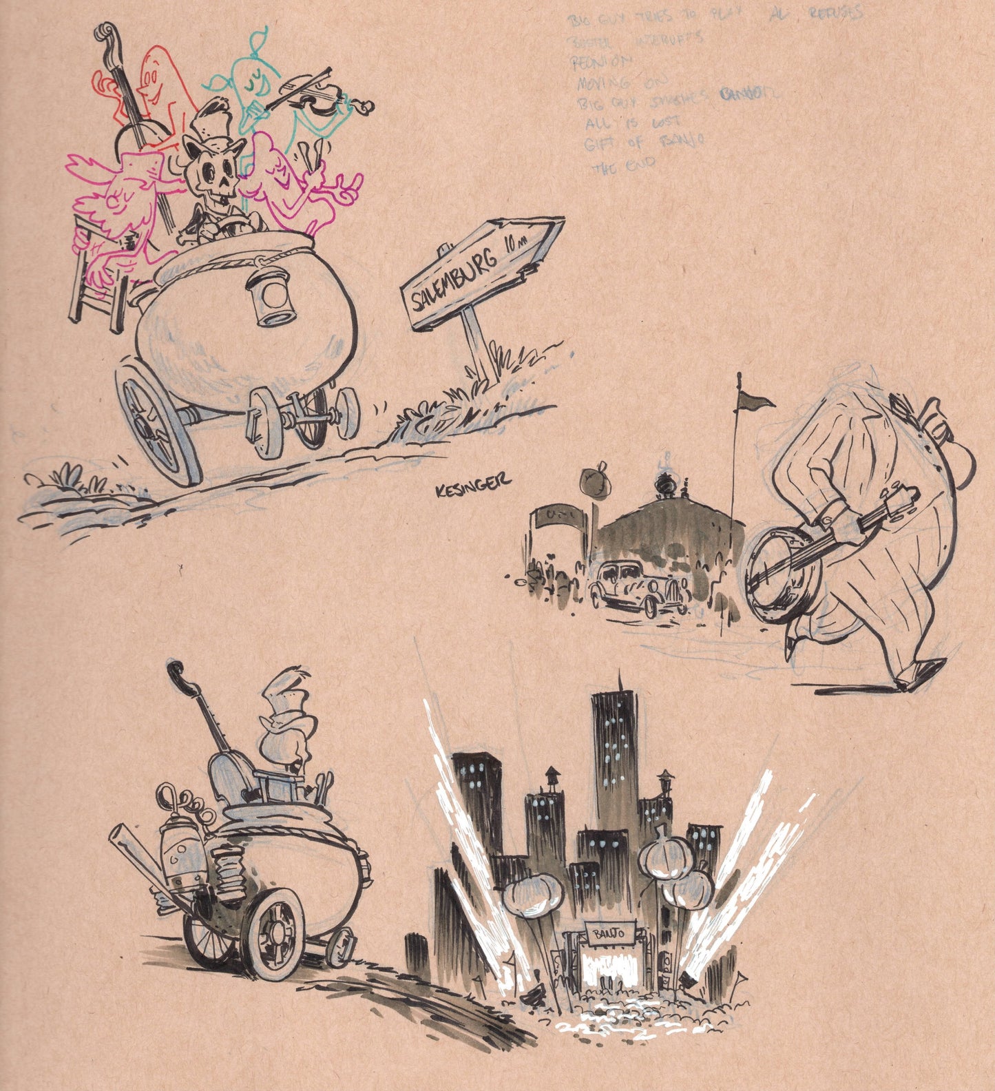 Buster Bones On Our Way *ORIGINAL ART*