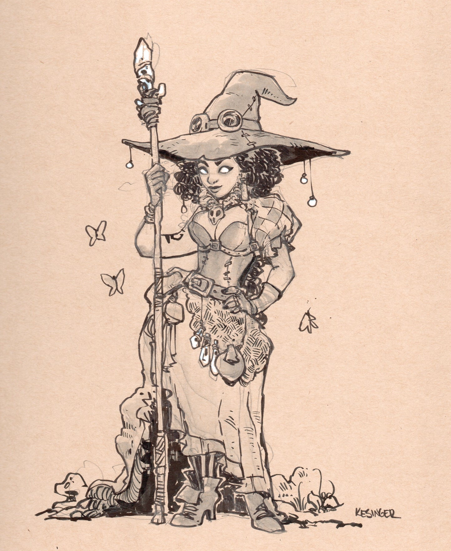Papillon Witch Print