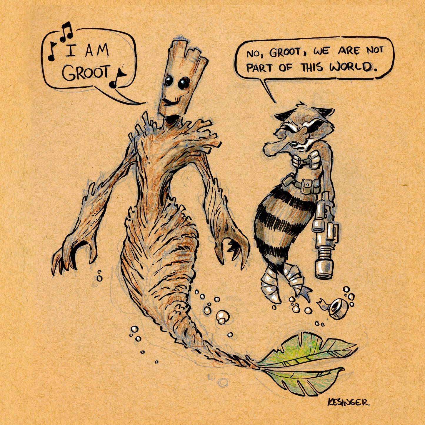 Rocket and Groot Print