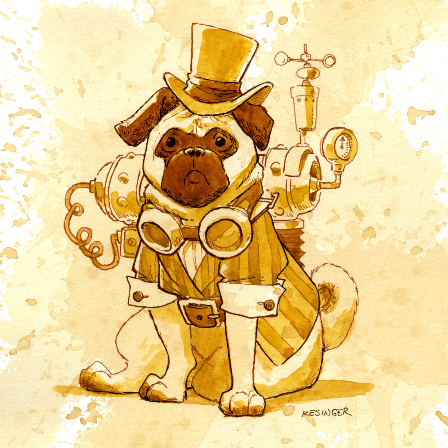 Steampunk Pug Print