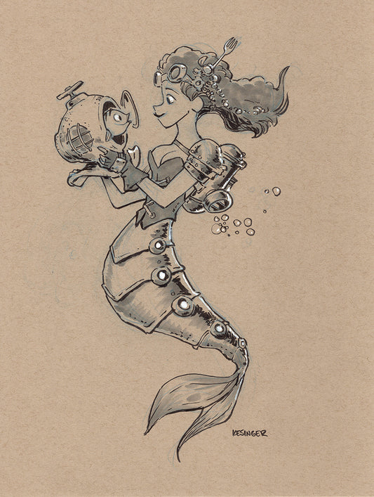 Steampunk Mermaid Print