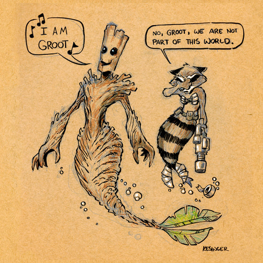 Rocket and Groot Print