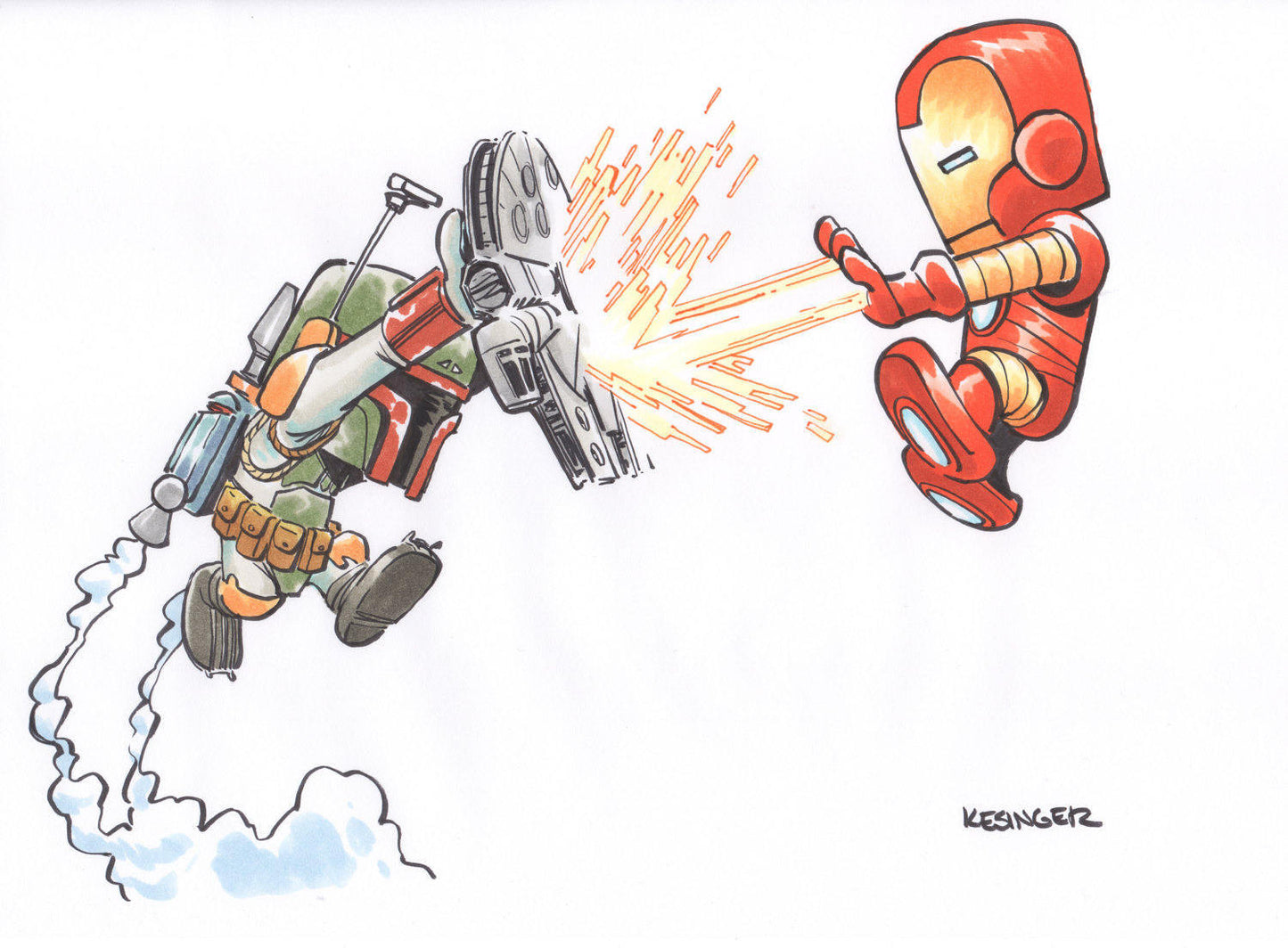 Boba Fett vs Ironman Print
